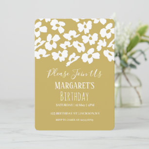 Yellow Dogwood Flower Petals Girl Birthday Party  Invitation
