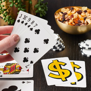 Yellow Dollar Symbol Playing Cards