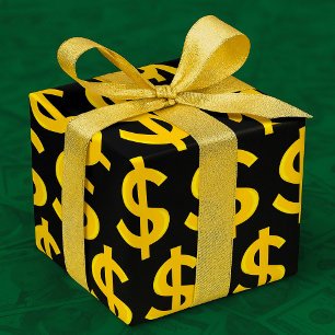 Yellow Dollar Symbol Wrapping Paper