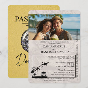 Yellow Dominican Republic Passport Wedding Invitation