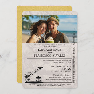 Yellow Dominican Republic Passport Wedding Invitation
