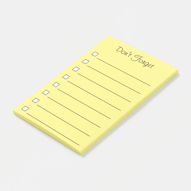 Yellow Don't Forget Sticky Notes - To do List (Angled)