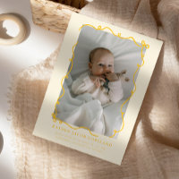 Yellow Doodle Bows Frame Birth Announcement Photo