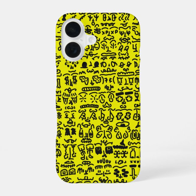 Yellow Doodle Pattern Phone Case – Abstract Black  (Back)