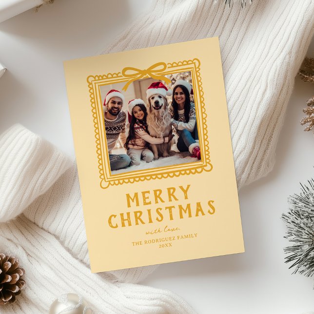 Yellow Doodle Photo Frame Christmas Holiday Card (Creator Uploaded)