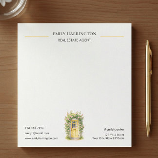 Yellow Door Watercolor Real Estate Agent Notepad