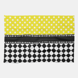 Yellow Dot Chequerboard Tea Towel