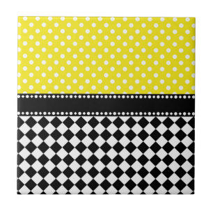 Yellow Dot Chequerboard Tile