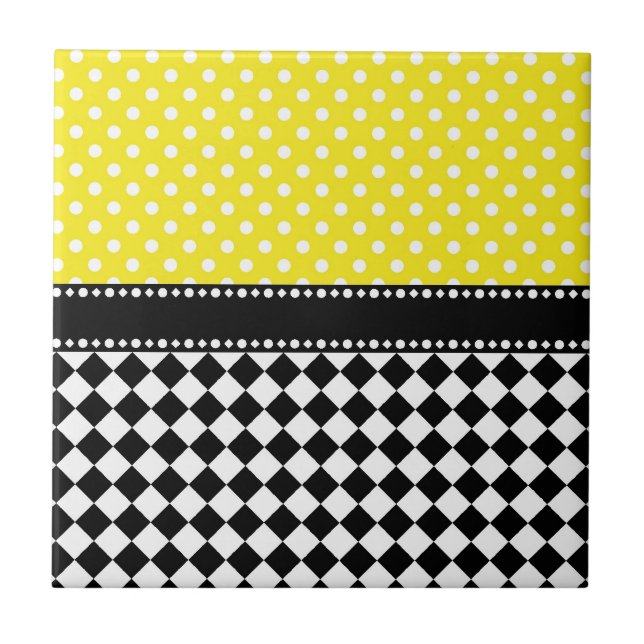 Yellow Dot Chequerboard Tile (Front)