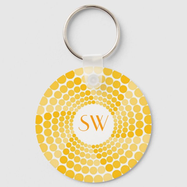 Yellow Dot Swirl Key Ring (Front)