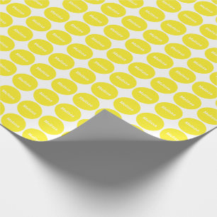 Yellow Dots Pattern On White With Name Wrapping Paper