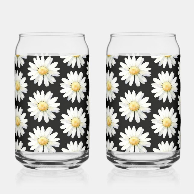 Yellow Dotted Daisy's Can Glass (Front)