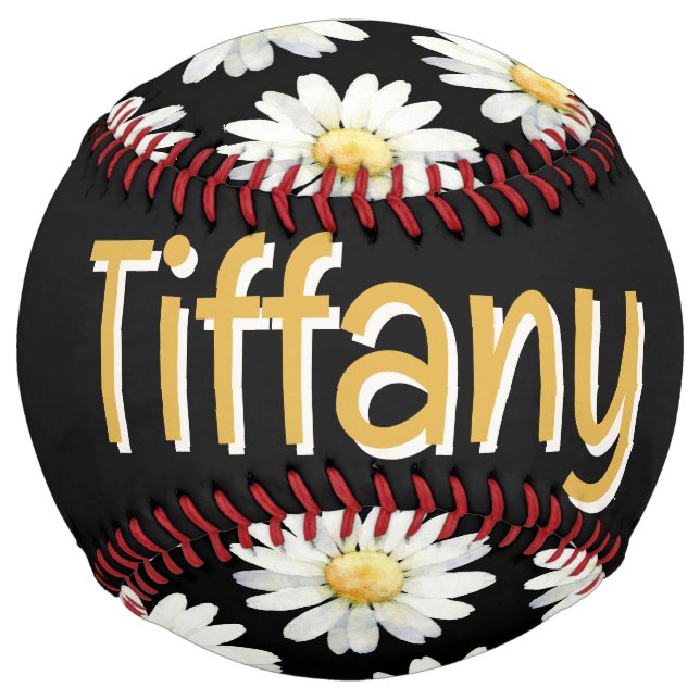Yellow Dotted Daisy's (Customise) Softball (Back)
