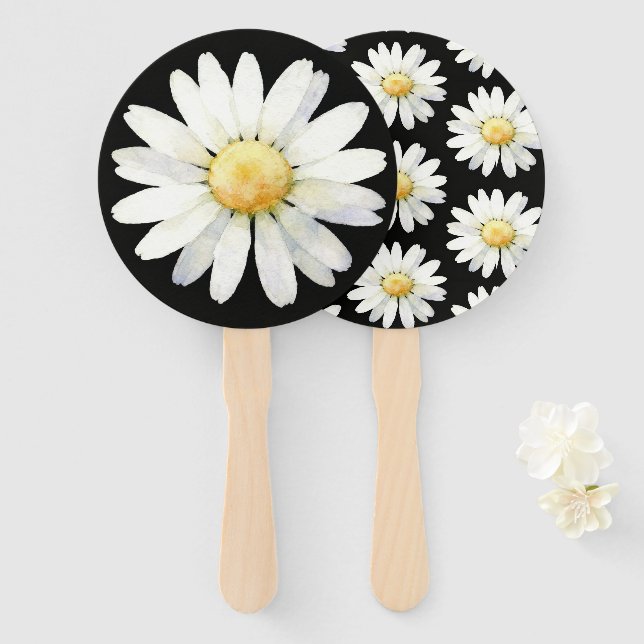 Yellow Dotted Daisy's Hand Fan (Front and Back)