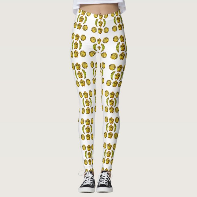 Yellow Dotted Pattern Leggings (Front)