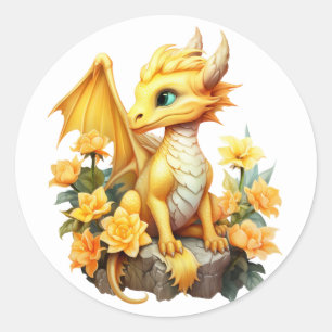 Yellow Dragon Classic Round Sticker