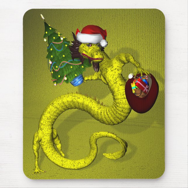 Yellow Dragon Mouse Pad (Front)