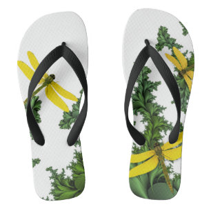 Yellow Dragonflies Flip Flops