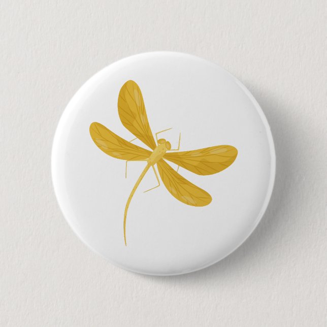 yellow dragonfly 6 cm round badge (Front)