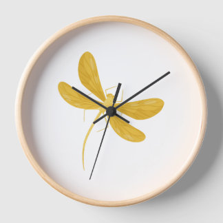 yellow dragonfly clock