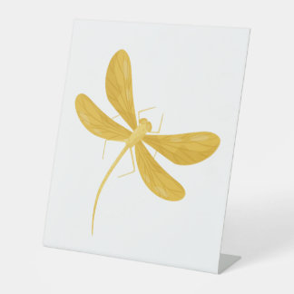 yellow dragonfly pedestal sign