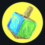Yellow Dreidel Sticker<br><div class="desc">These are fun stickers for Hanukkah!</div>