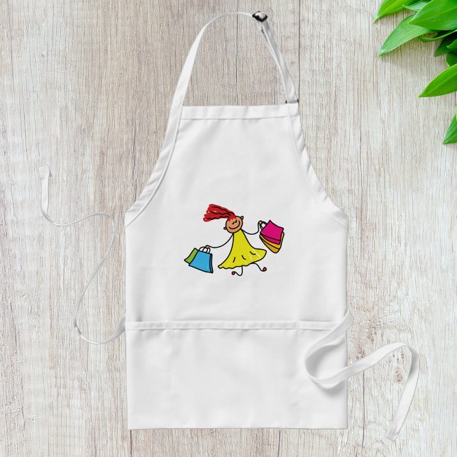 Yellow Dress Happy Girl Shopping Standard Apron (Creator Uploaded)