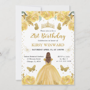 Yellow Dress Red  Hair Princess Birthday Invitation