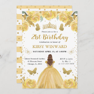 Yellow Dress Red  Hair Princess Birthday Invitation