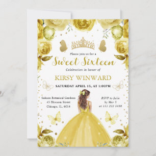 Yellow Dress Red Hair Princess Sweet 16 Invitation