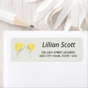 Yellow dripping lemon slices return address label