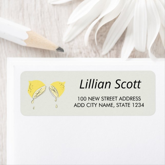 Yellow dripping lemon slices return address label (Insitu)