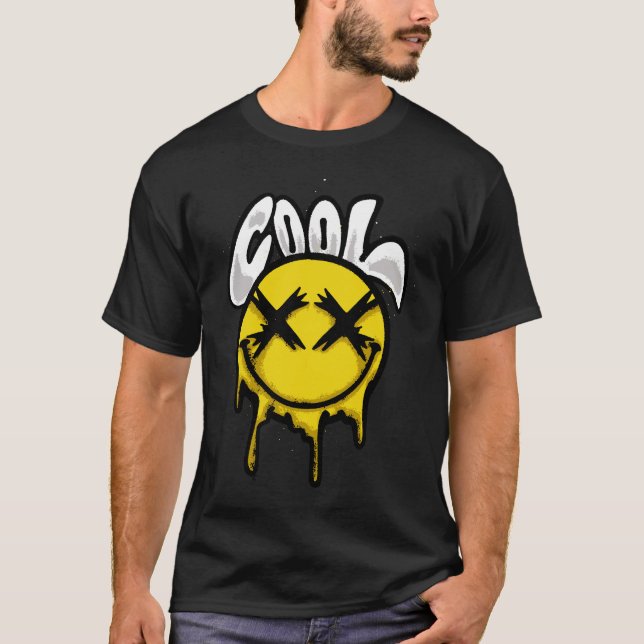 Yellow Dripping Smile streetwear T-Shirt (Front)
