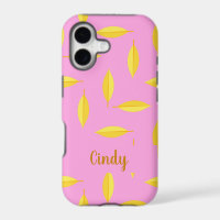 Yellow dry leaves custom name pink