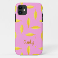 Yellow dry leaves custom name pink