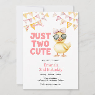 Yellow Duck 2nd Birthday Invitation