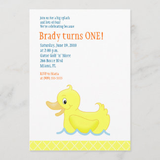 Yellow Duck 5x7 Birthday Invitation - Yellow