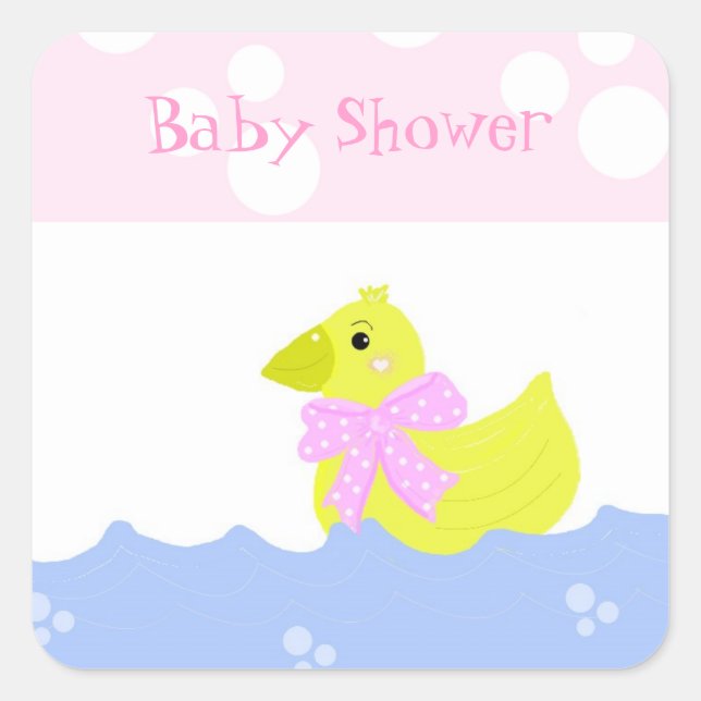 Yellow Duck Baby Shower Square Sticker (Front)