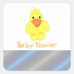 Yellow Duck Baby Shower Square Sticker
