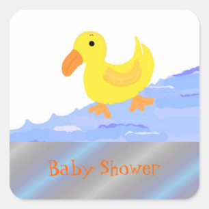 Yellow Duck Baby Shower Square Sticker