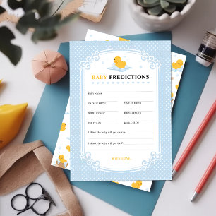 Yellow Duck Bubble Bath Baby Predictions Game Card
