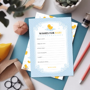 Yellow Duck Bubble Bath Wishes For Baby Game Card