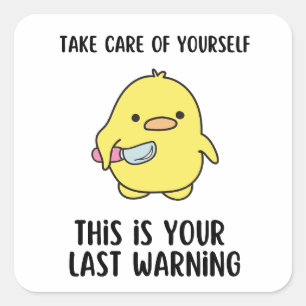  Yellow Duck Caption Funny Quote Sayings Square Sticker