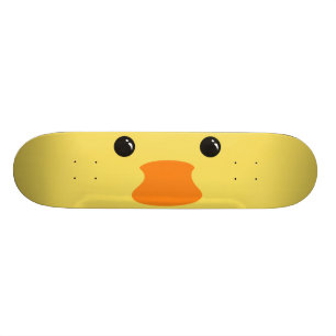 Yellow Duck Cute Animal Face Design Skateboard