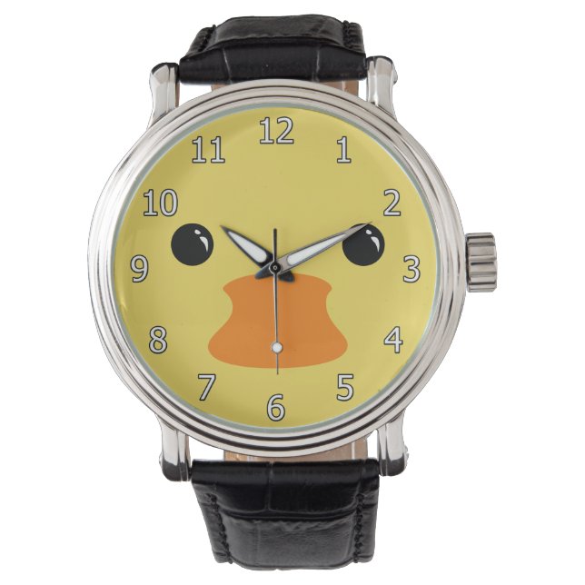 Yellow Duck Cute Animal Face Design Watch (Front)