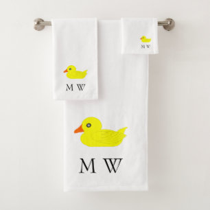 Yellow Duck Design Monogrammed Bath Towel Set