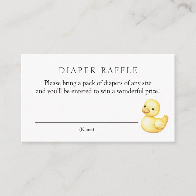 Yellow Duck Diaper Raffle Baby Shower Enclosure Card (Front)