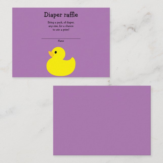 Yellow Duck Diaper Raffle Enclosure Card (Front/Back)