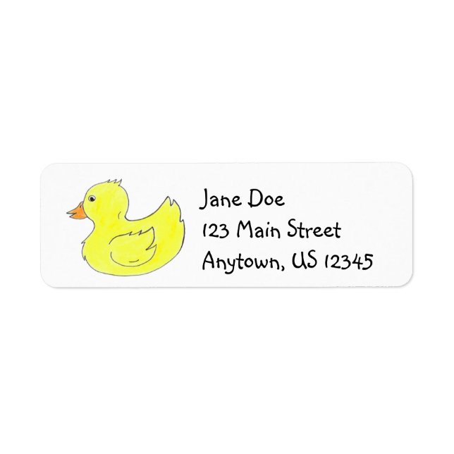 Yellow Duck Duckling Rubber Ducky Duckie Labels (Front)