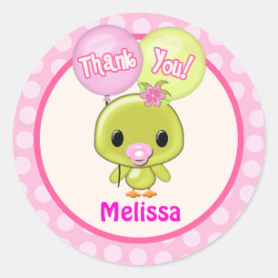 Yellow DUCK Ducky Duckie Thank You sticker